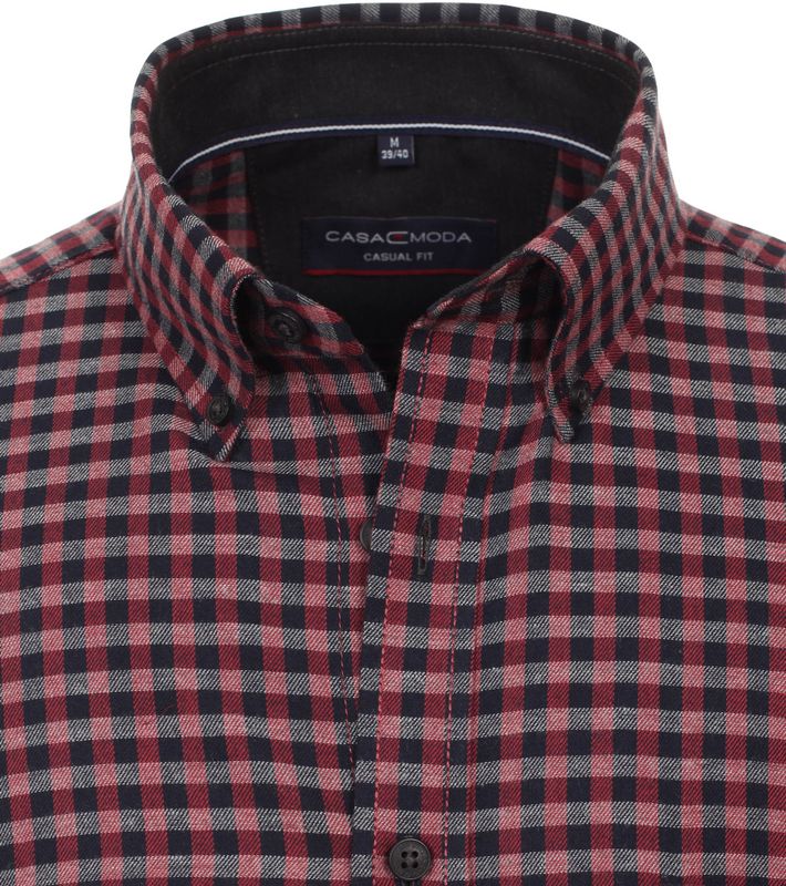 MO-CH-S-RD: 1/12 open front Short sleeve checker shirt for 6 Slim body -  Red