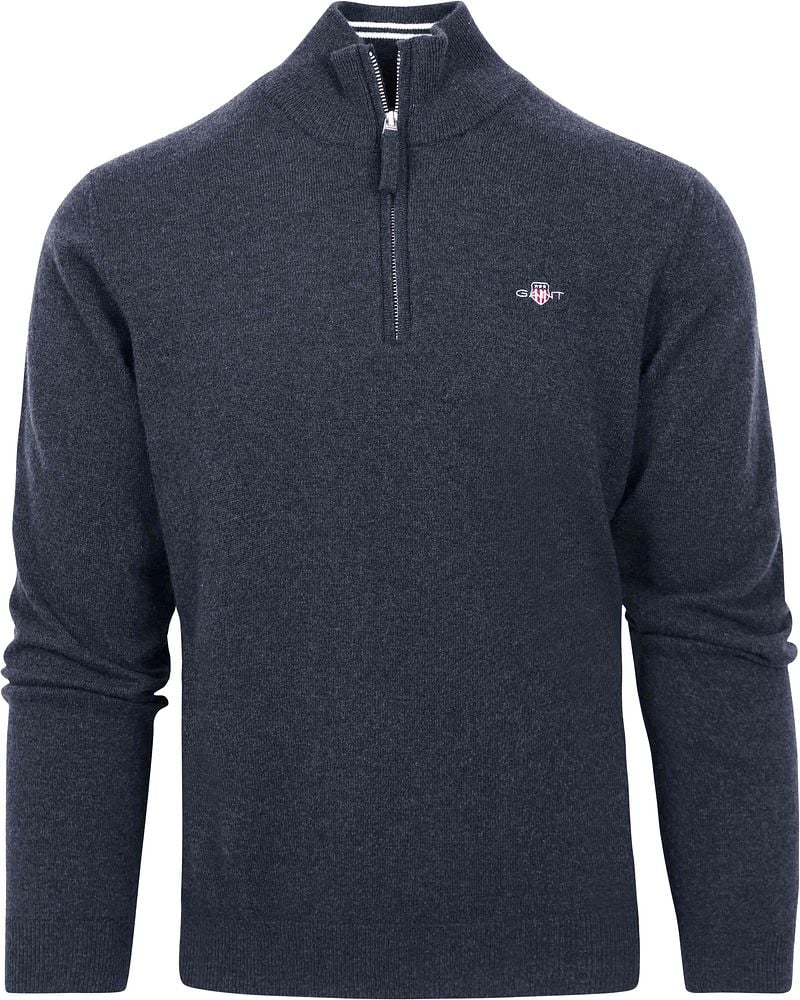 Gant Halfzip Wol Trui Logo Navy