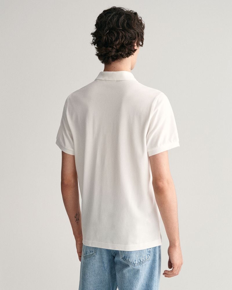 Gant Shield Piqué Poloshirt Weiß - Größe S günstig online kaufen