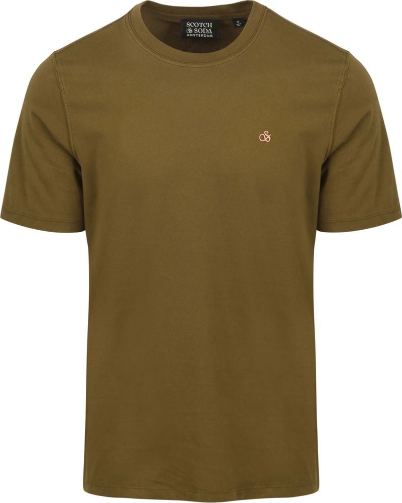 SCOTCH & SODA Heren Polo's & T-shirts Garment Dye Logo Crew T-shirt Groen
