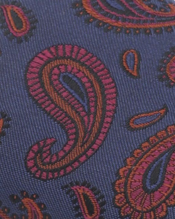 Suitable Zijde Pochet Paisley Navy