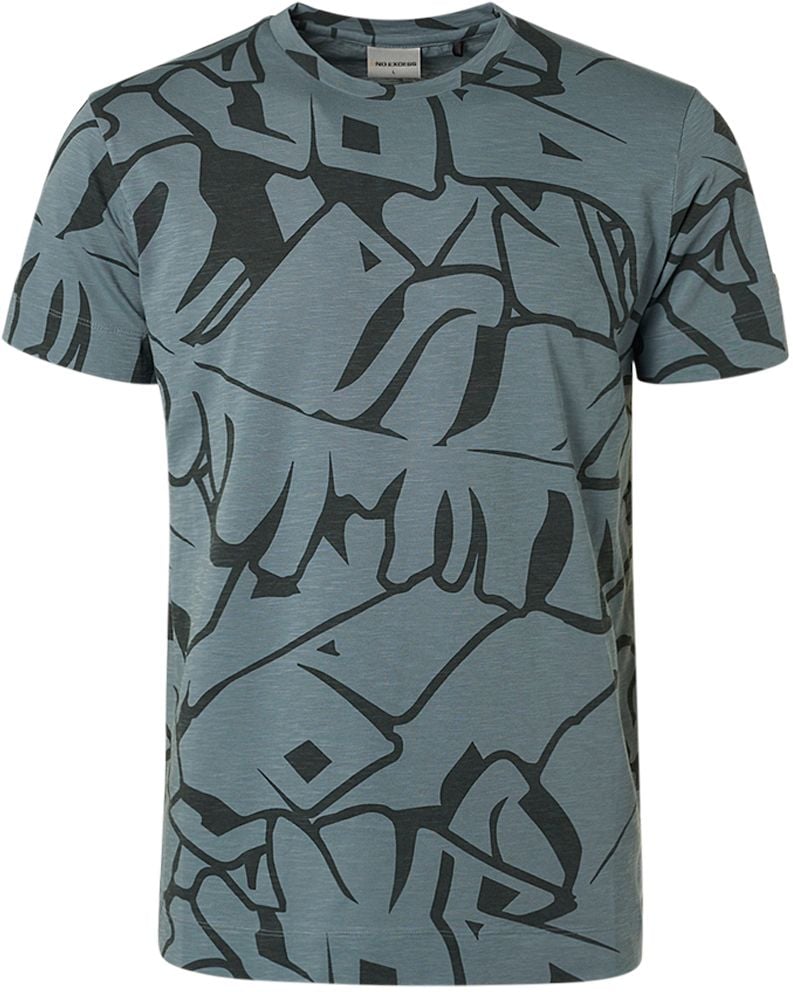 No Excess T-Shirt Print Staalblauw
