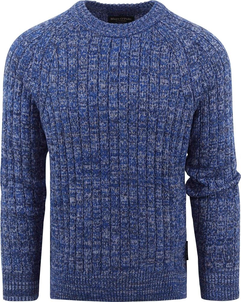 Marc O'Polo Baumwolle Pullover Melange Blau - Größe M günstig online kaufen