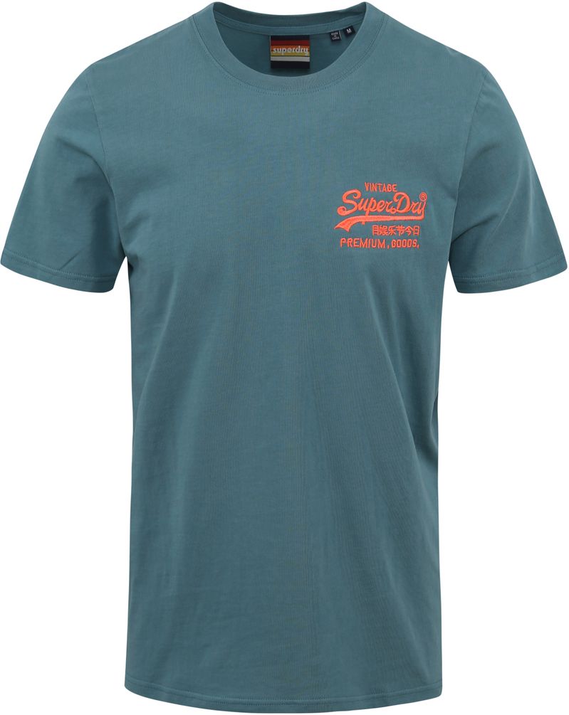 Superdry T-Shirt Logo Blauw