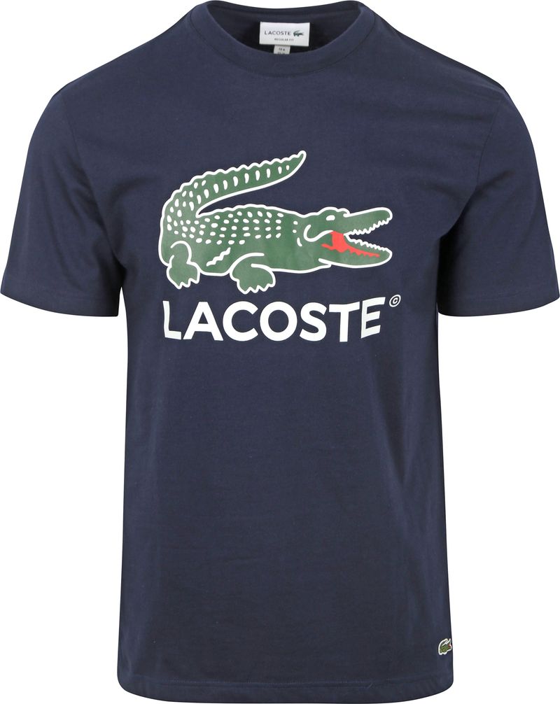 Lacoste Blauwe Nacht Krokodil Logo T-shirt Blue Heren