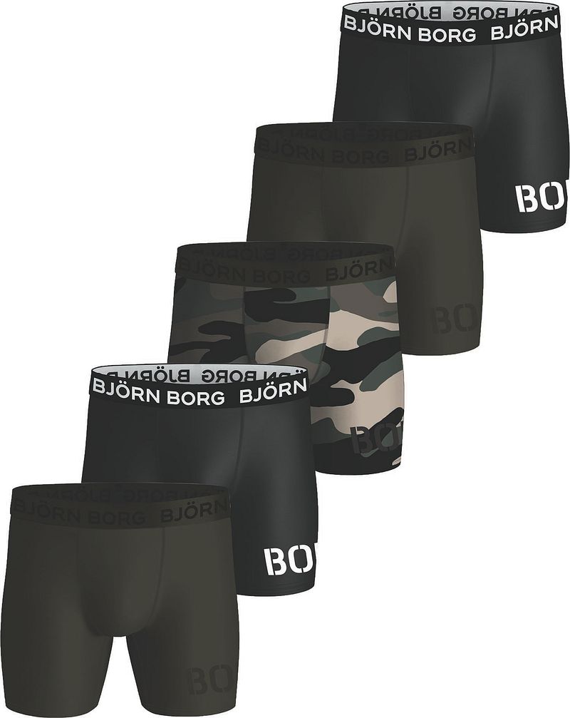 Bjorn Borg Performance Boxers Lot de 5 Noir Multicoloré Vert taille M
