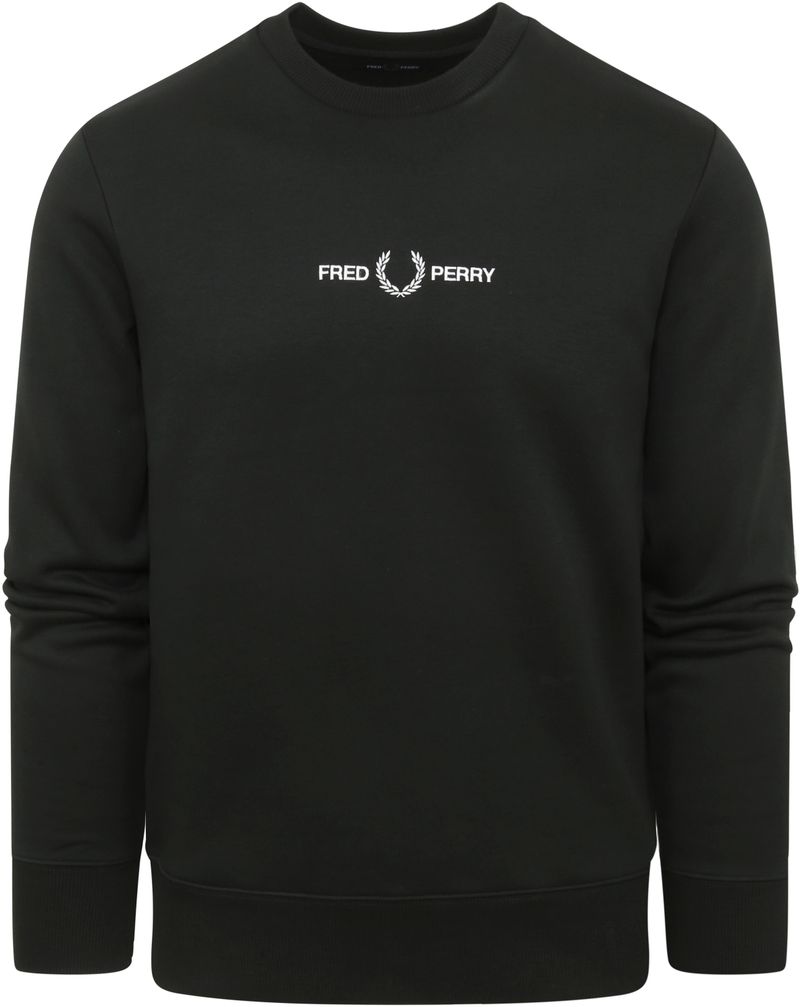 Fred Perry Sweater Donkergroen Logo