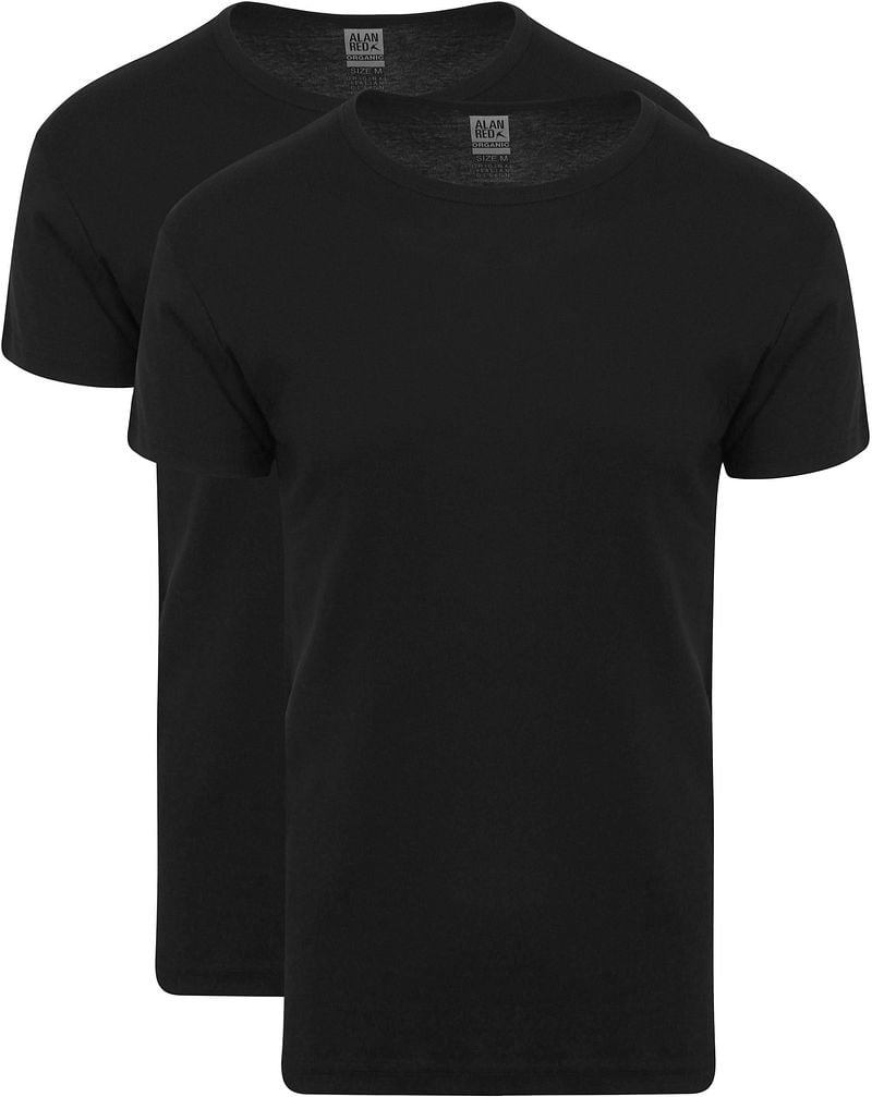 Alan Red Organic T-Shirt O-Ausschnitt Schwarz 2er-Pack - Größe L günstig online kaufen