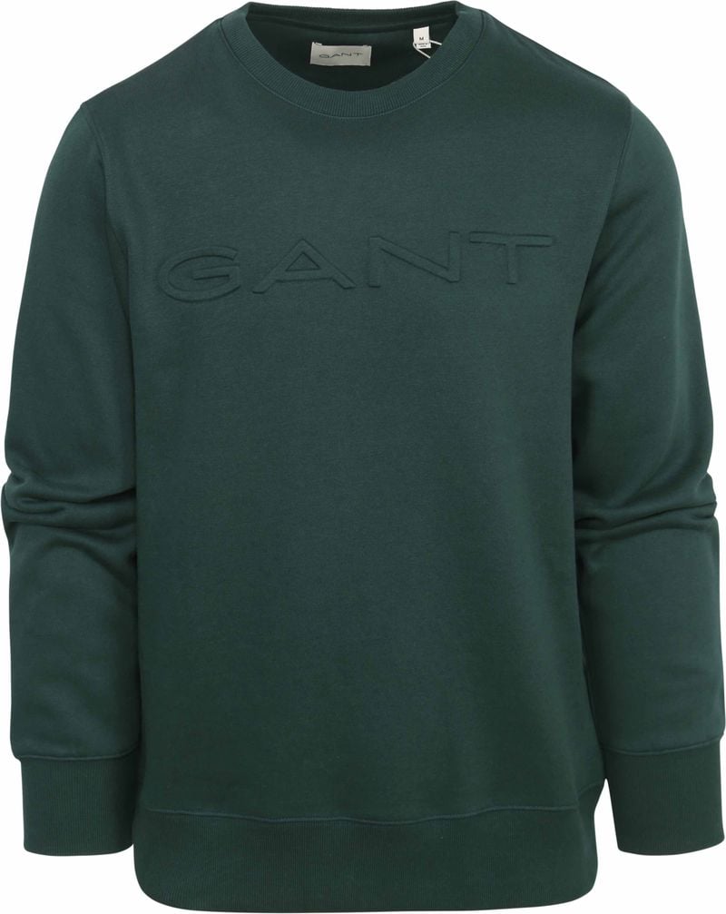 Gant Sweater Embossed Logo Donkergroen