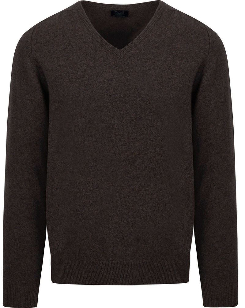 William Lockie V-Auschnitt Pullover Lammwolle Cocoa Dunkelbraun - Größe M günstig online kaufen