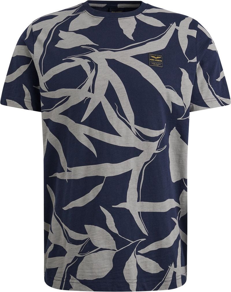 PME Legend T-shirt met all over print donkerblauw