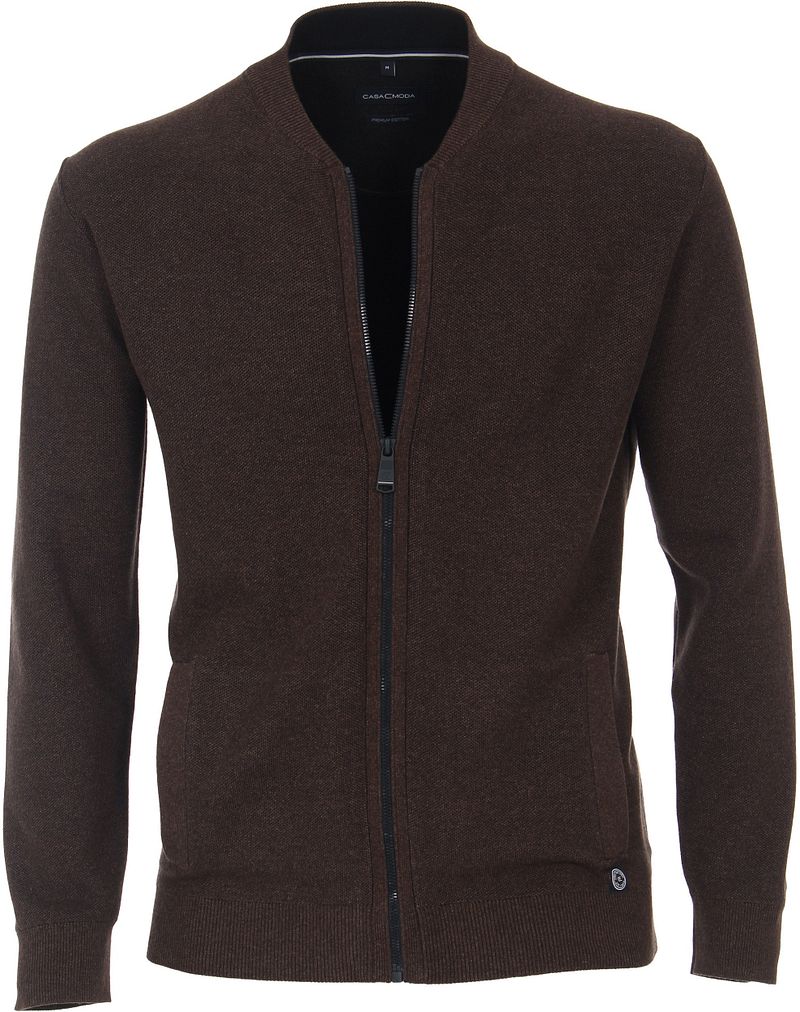 Casa Moda Zip Strickjacke Braun - Größe 3XL günstig online kaufen