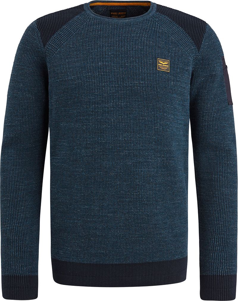 PME LEGEND Heren Truien & Vesten R-neck Cotton Rib Melee Knit Blauw