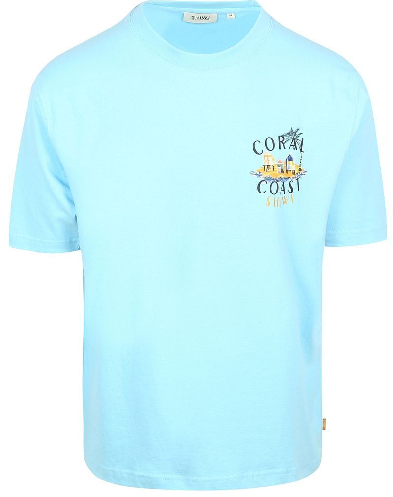 Shiwi T-Shirt Finn Coral Coast Backprint Lichtblauw