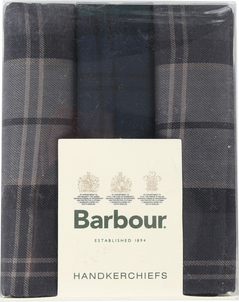 Mouchoirs Barbour à carreaux noirs Noir Gris Vert
