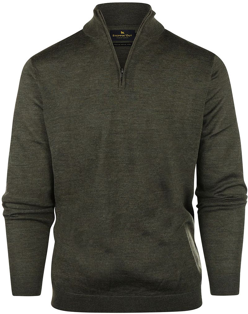 Steppin' Out Half Zip Pullover Merinowolle Olivgrün - Größe S günstig online kaufen