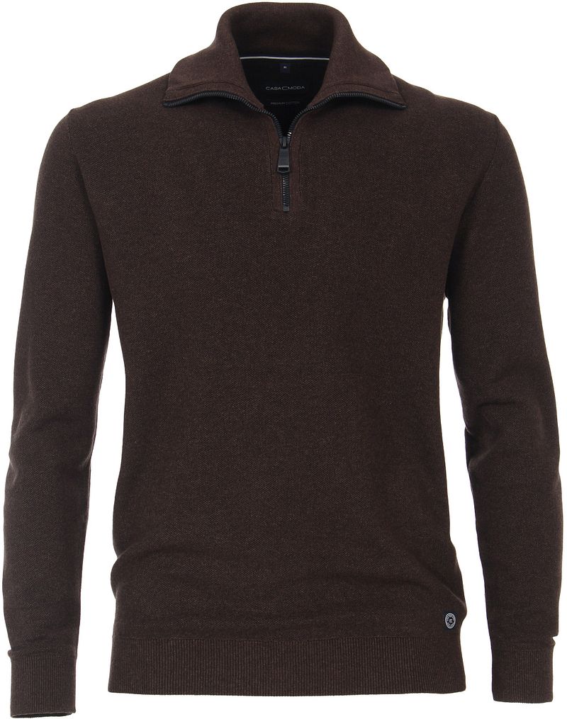 Casa Moda Pull-over Demi-Zip Marron taille M