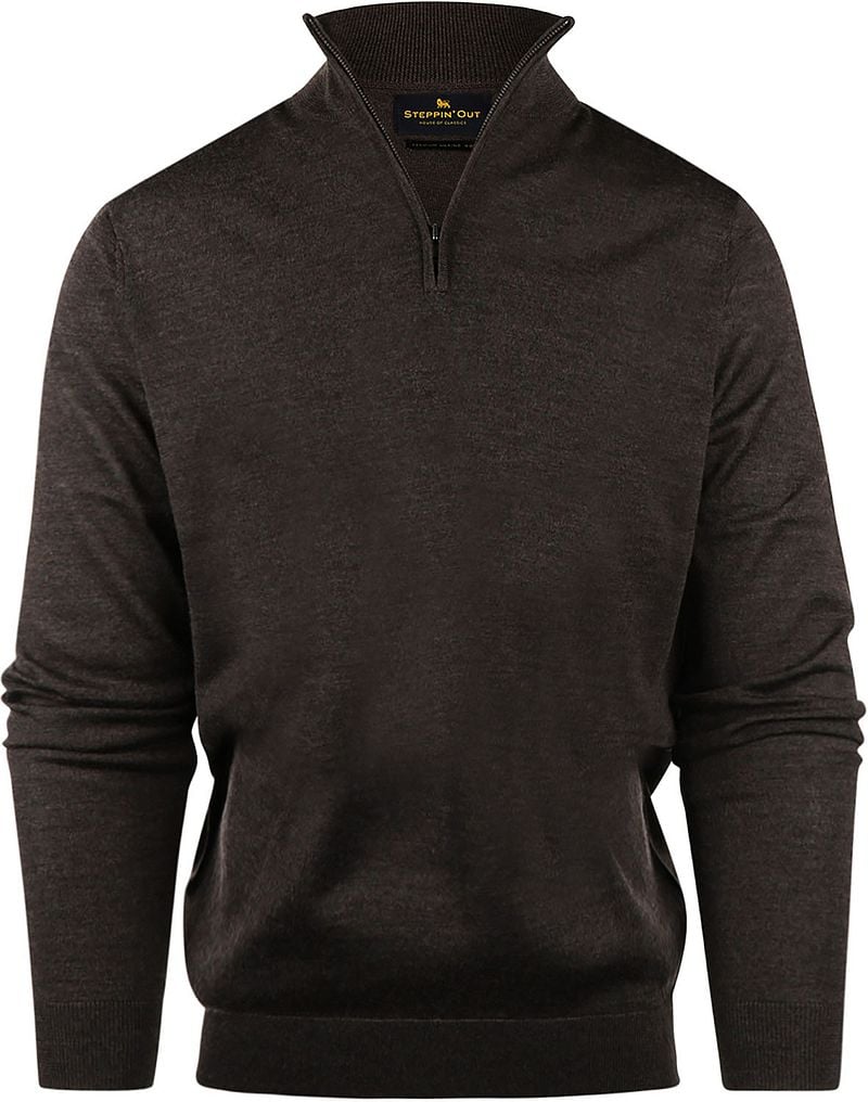 Steppin' Out Half Zip Pullover Merinowolle Braun - Größe XXL günstig online kaufen