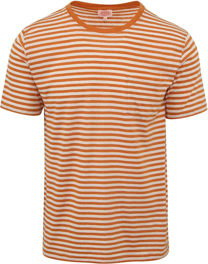 Armor-lux T-Shirt Linnen Strepen Oranje