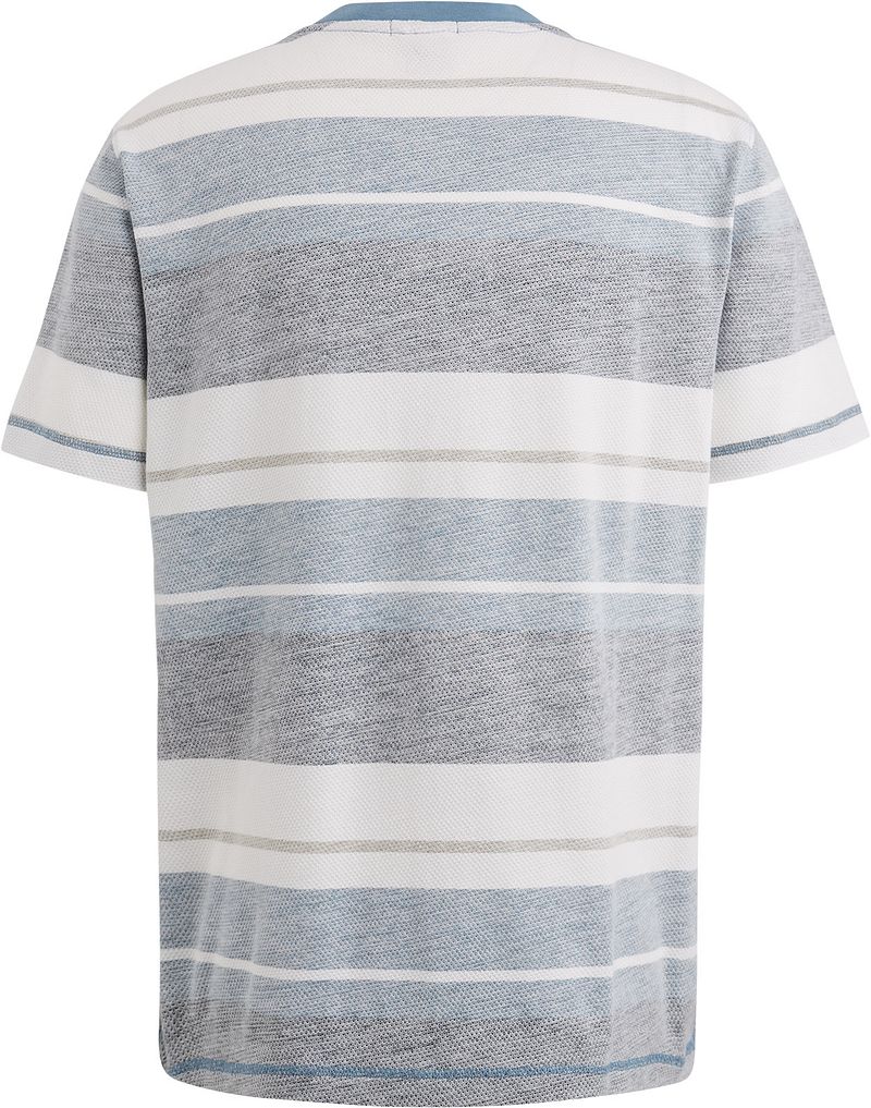 Cast Iron T-shirt Knitted Streep Blauw