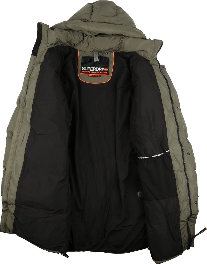 Superdry Lange Pufferjas Hooded Zwart