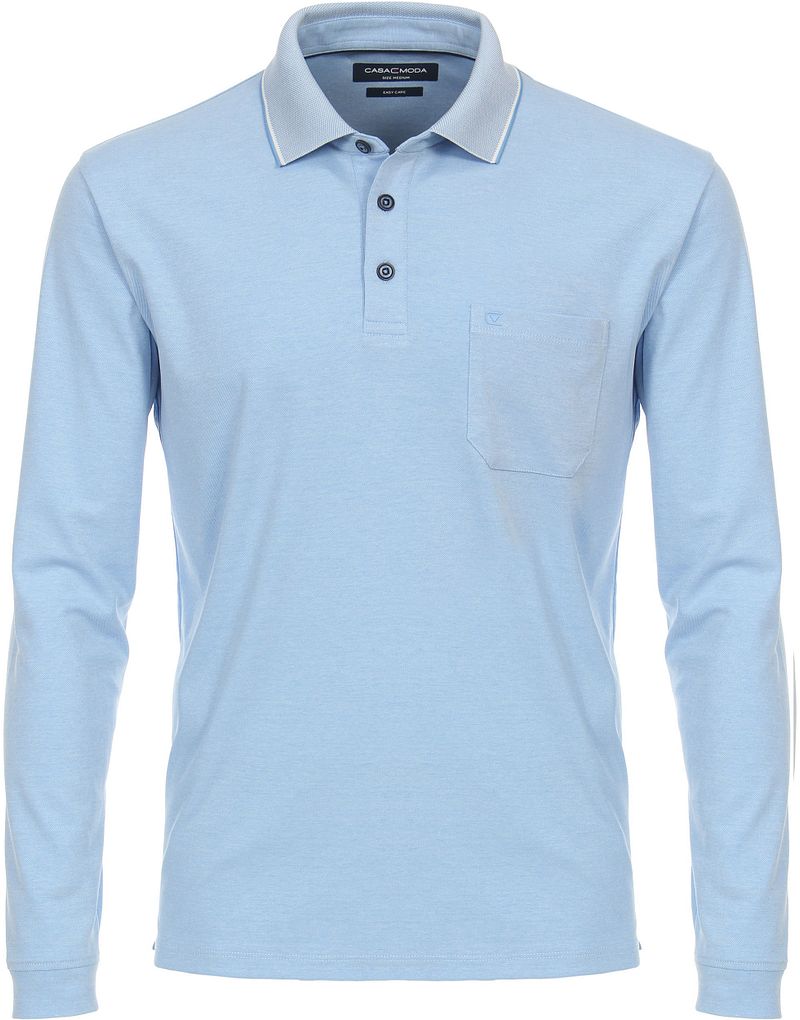 Casa Moda Long Sleeve Polo Lichtblauw
