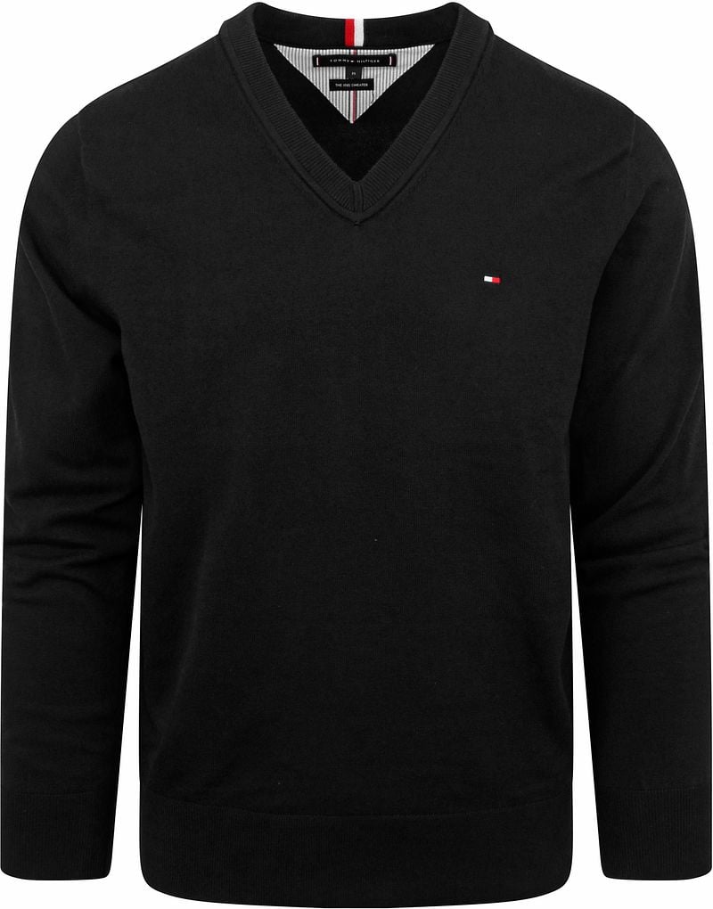 Tommy Hilfiger Pullover V-Ausschnitt Schwarz - Größe M günstig online kaufen