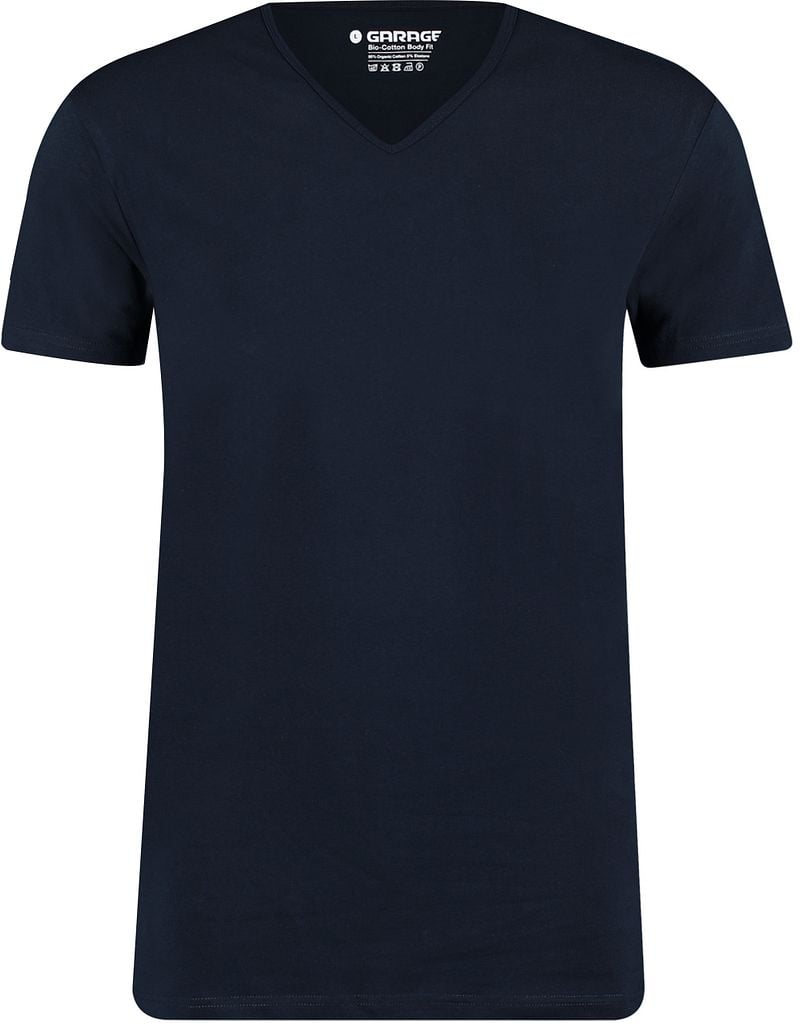 Garage 2-Pack Basic T-shirt Bio V-Ausschnitt Dunkelblau - Größe XL günstig online kaufen