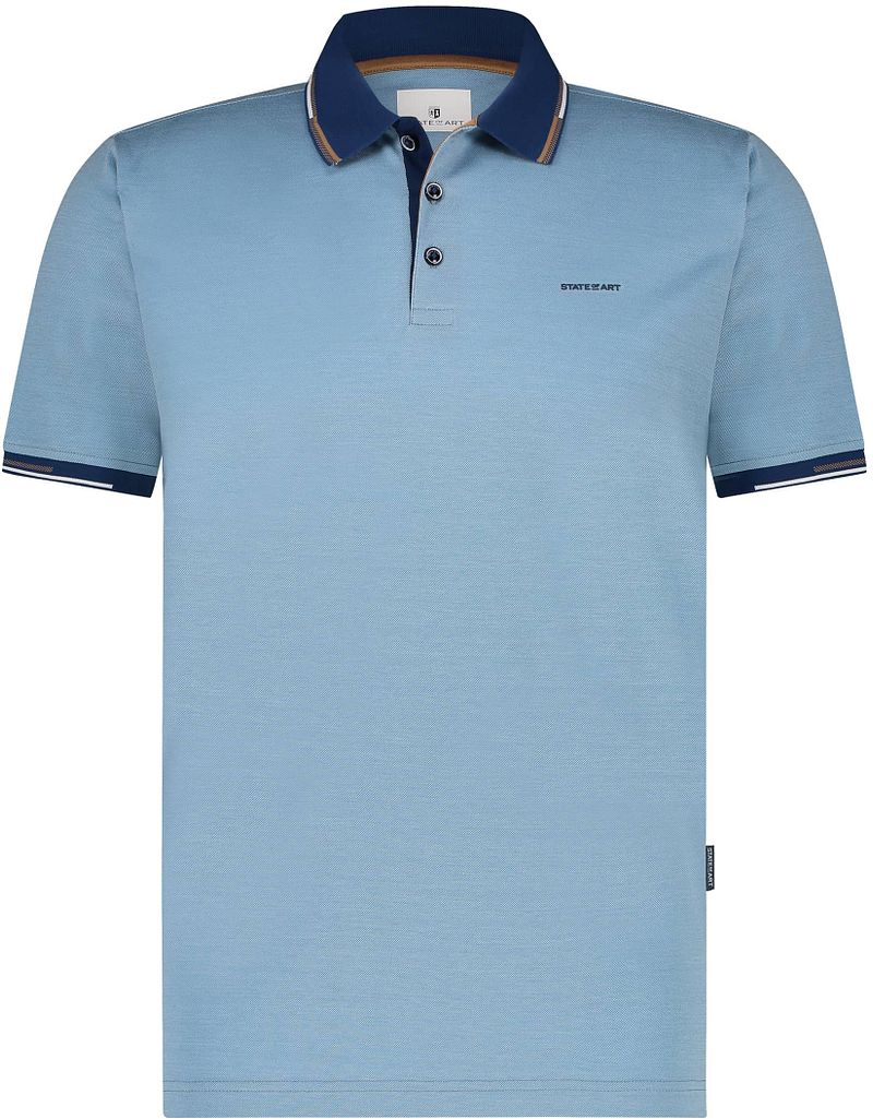 State of Art Polo Shirt Korte Mouw Lichtblauw Blue Heren