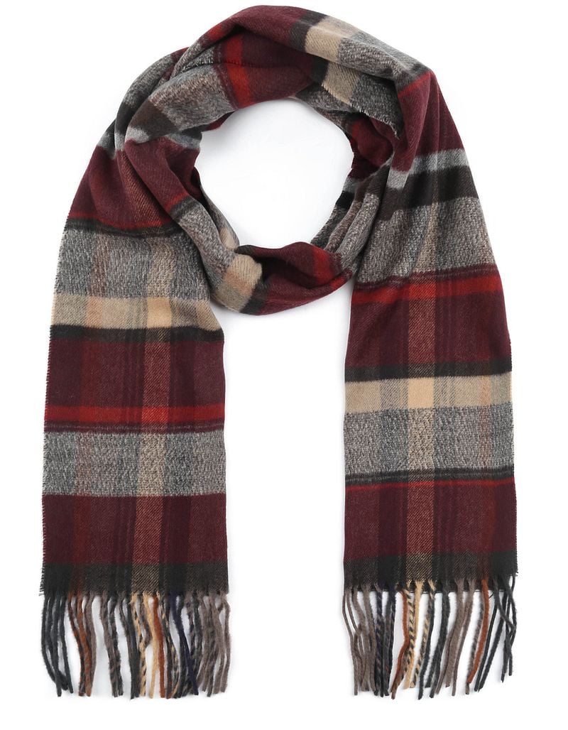Suitable Heren Sjaal Ruit Bruin Bordeaux -