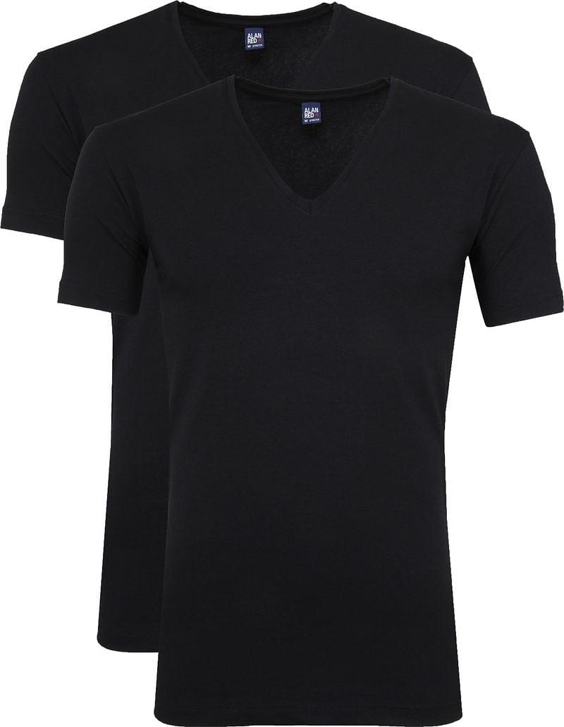 Alan Red Stretch V-Ausschnitt T-Shirt NOV Schwarz 2er-Pack - Größe S günstig online kaufen