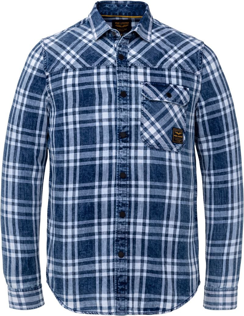 PME Legend Chemise Denim Carreaux Bleu taille M