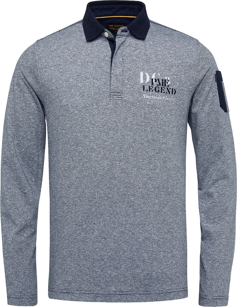 PME Legend Polo à manches longues Rayures Bleu taille M
