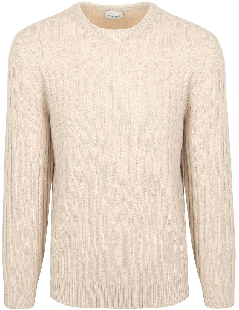 Profuomo Pullover Rib Wol Blend Sand