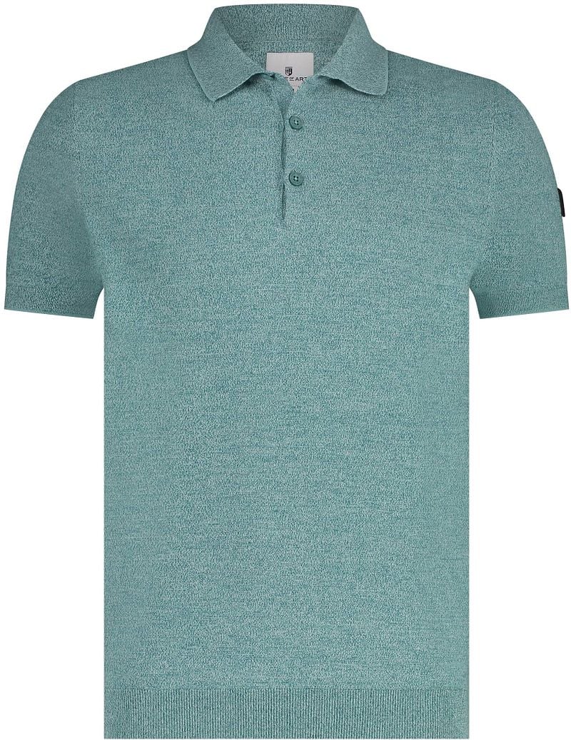 State of Art gemêleerde gebreide regular fit polo azuurblauw petrol