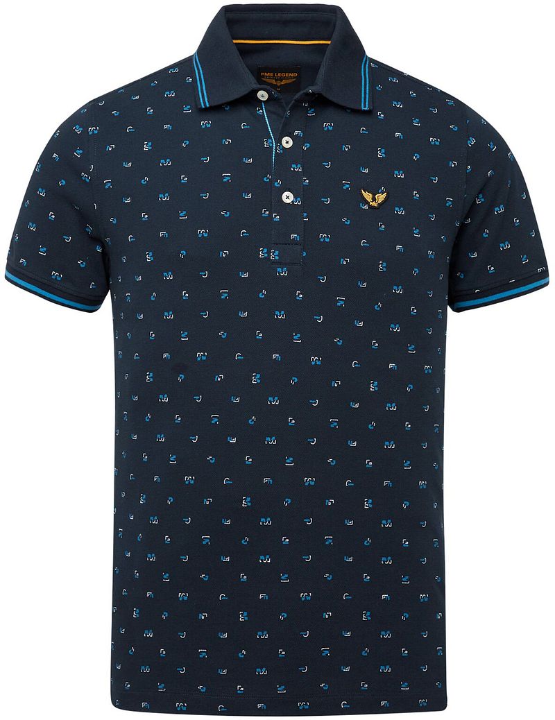 PME Legend Polo Pique Impression Foncé Bleu Bleu foncé taille M