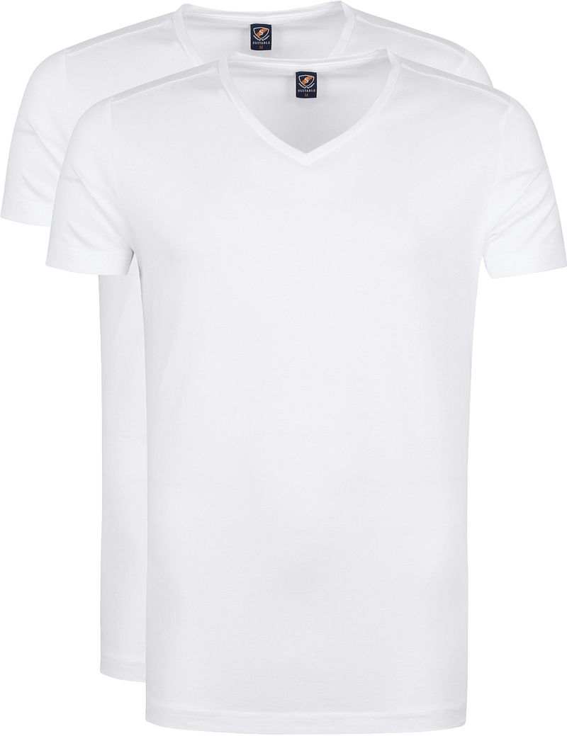Suitable T-shirt Vitasu Lot de 2 Col-V Blanc taille S