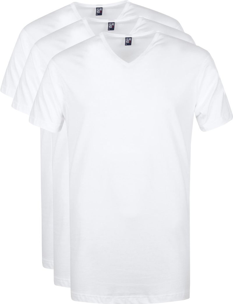 Alan Red Vermont T-Shirt V-Hals Wit 3 pack