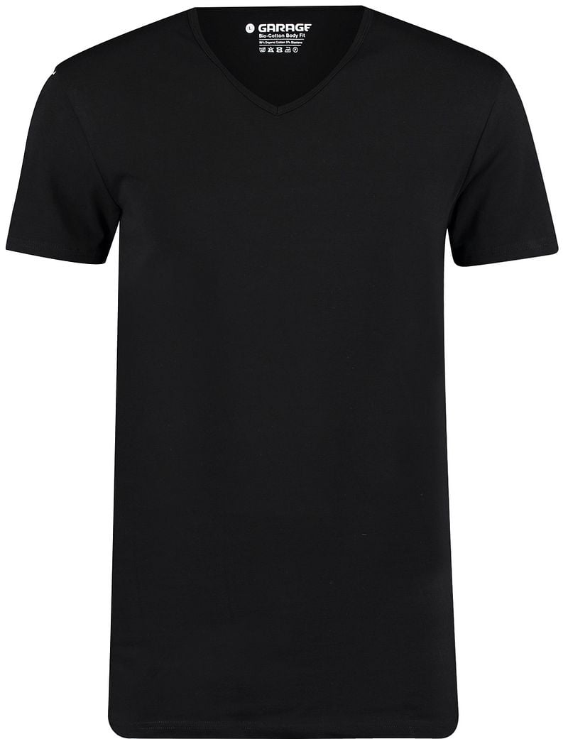 Garage 2-Pack Basic T-shirt Bio V-Ausschnitt Schwarz - Größe 3XL günstig online kaufen