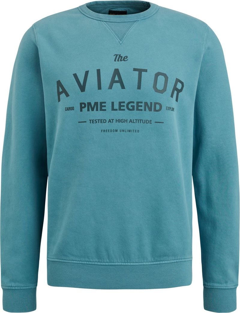 PME Legend Spray Design Crewneck Sweatshirt Blue Heren