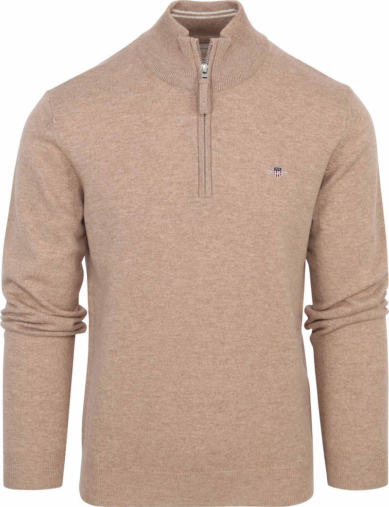 Gant Halfzip-Wollpullover Logo Beige - Größe 3XL günstig online kaufen