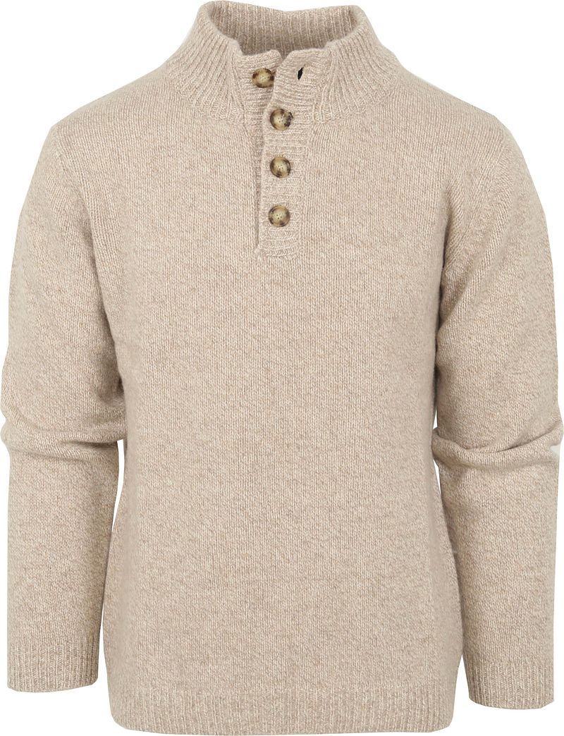 Suitable Pull Col Boutonné Agneline Beige taille M