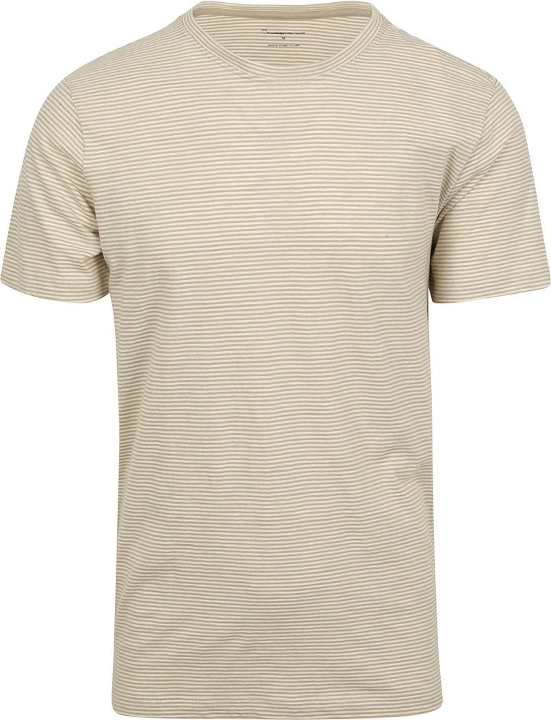 KnowledgeCotton Apparel T-shirt Strepen Beige