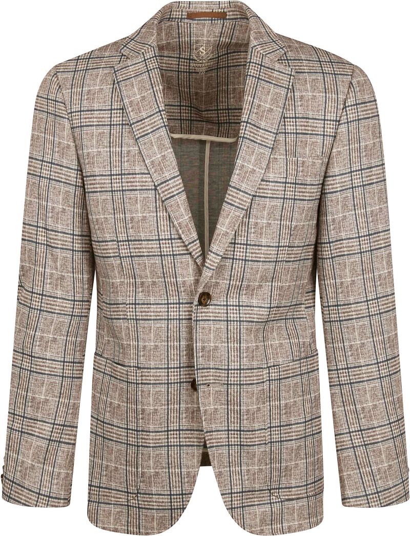 Suitable Veste de costume Jersey Fame Clair A Carreaux    Marron taille 48