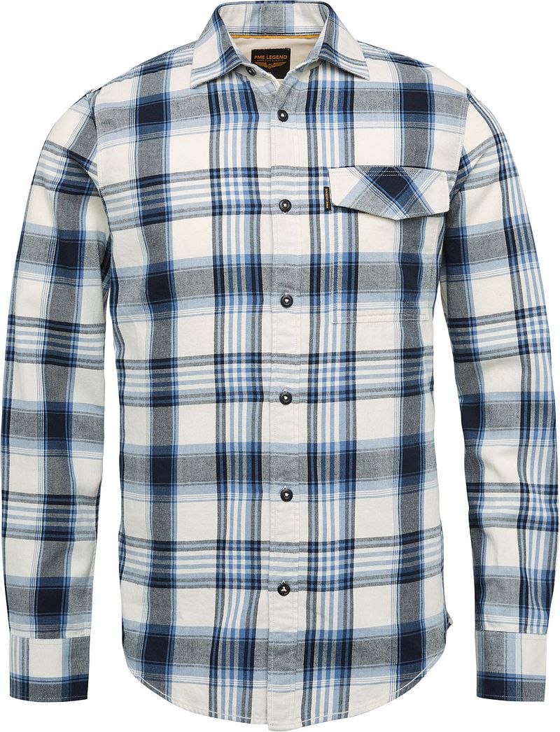 PME Legend Shirt à Carreaux Off-White Bleu Blanc cassé taille XXL