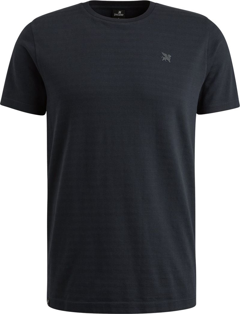 Vanguard gestreept T-shirt met jacquard donkerblauw