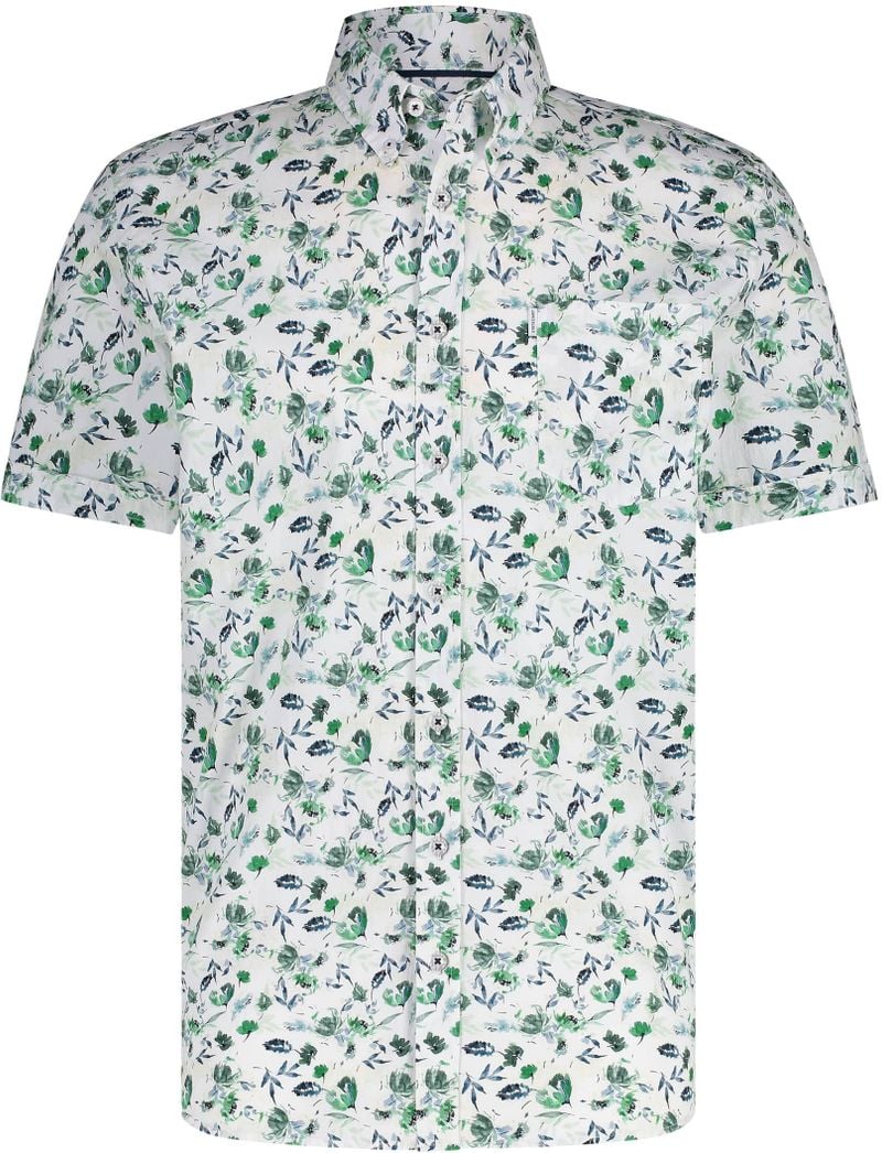 State of Art Short Sleeve Overhemd Bloemenprint Groen