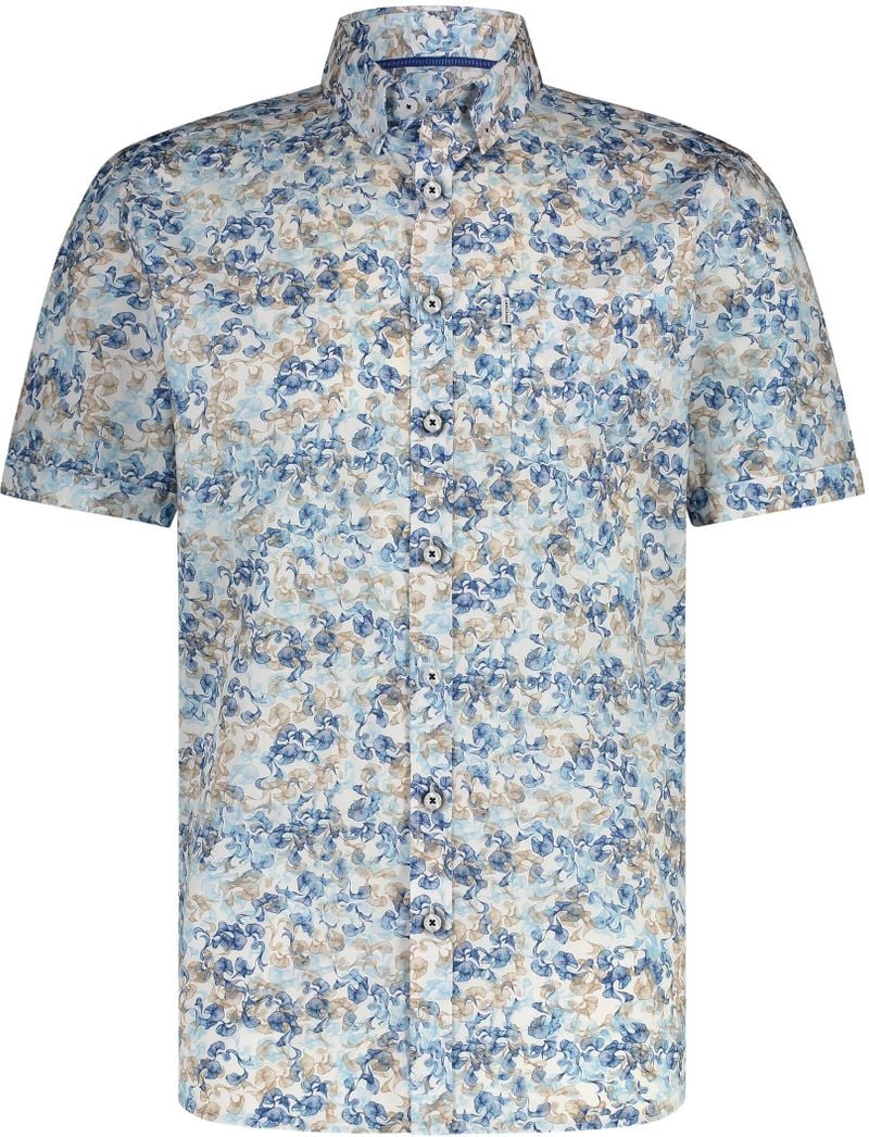 State of Art Short Sleeve Overhemd Print Blauw Beige