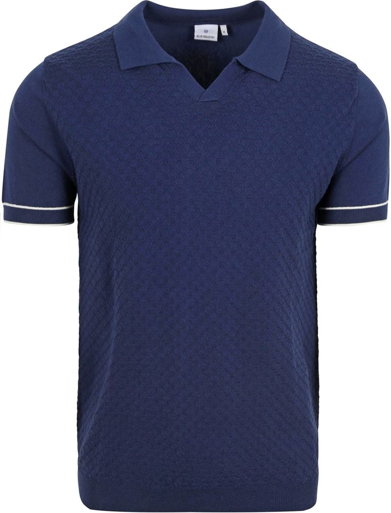 Blue Industry Knitted Poloshirt Riva Navy