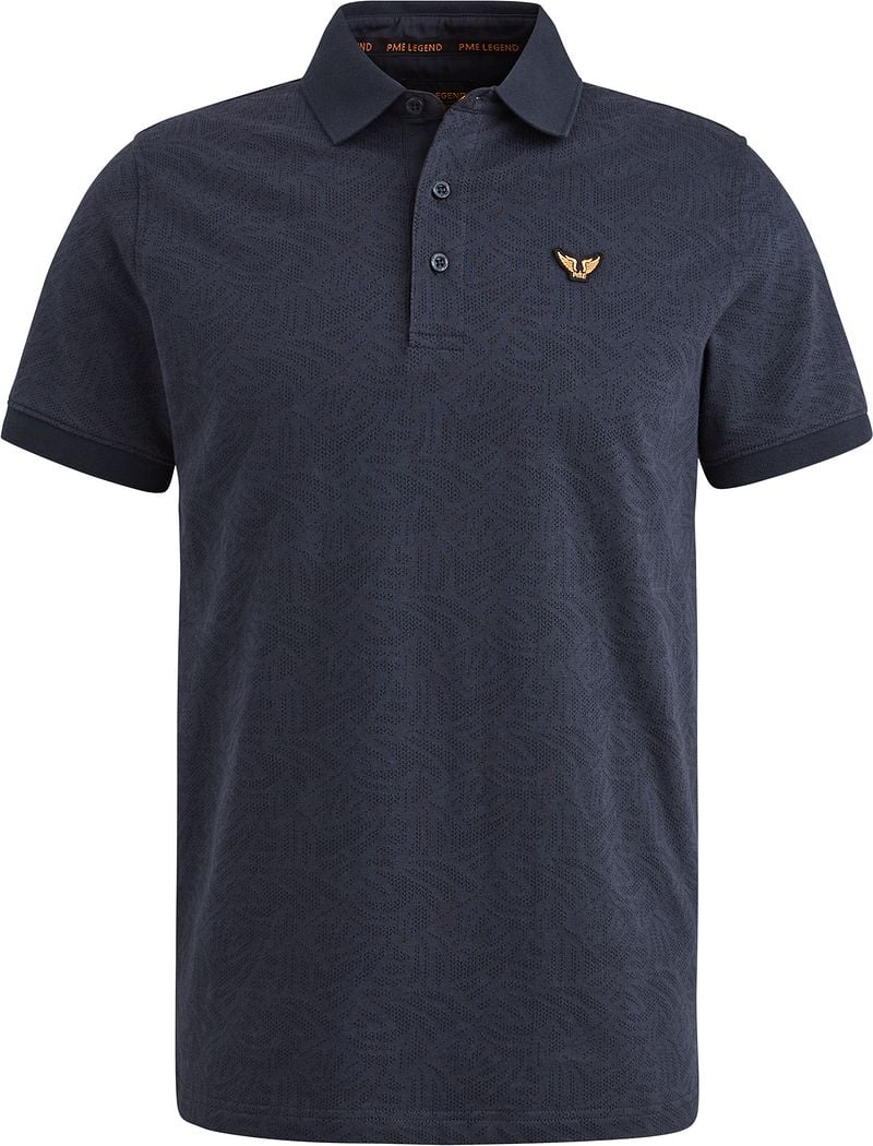 PME Legend Poloshirt Jacquard Jersey Navy - Größe M günstig online kaufen